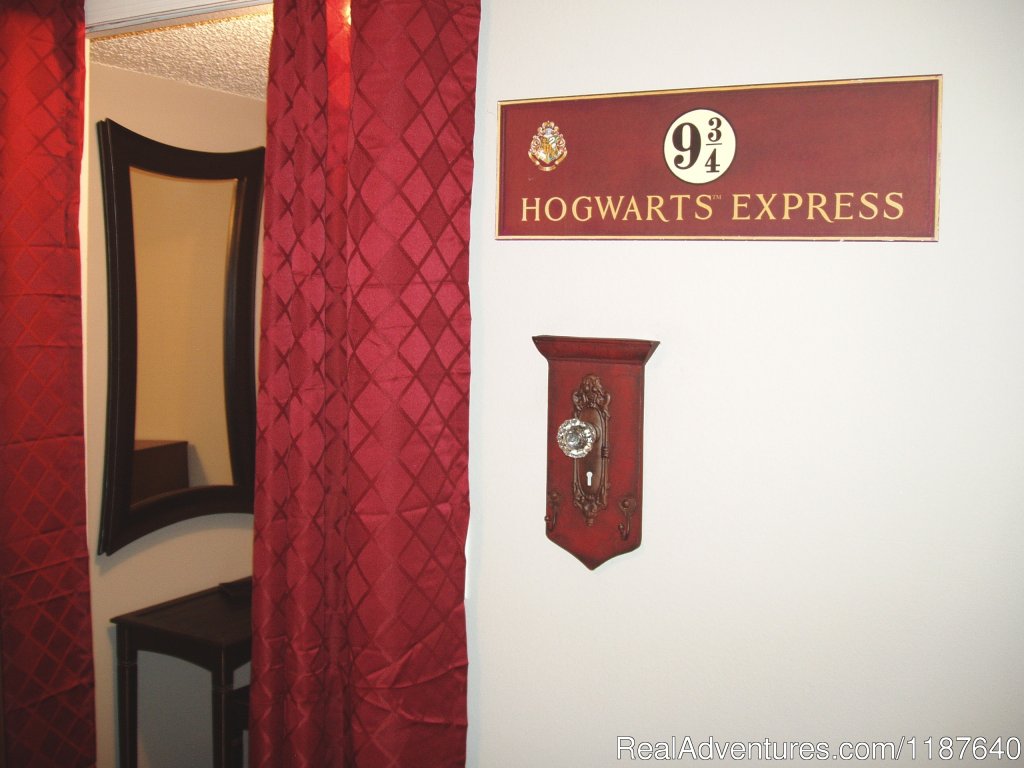 The children's closety doubles as Potters 9 3/4 train car | 'WELCOME TO POTTER'S CASTLE' Disney World | Image #13/22 | 