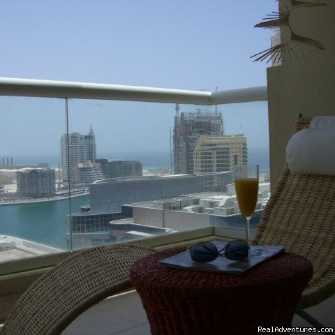 Balcony with Marina and Yacht Club view | Corner 1-bed apartment sea/Marina view in Dubai | Image #2/14 | 