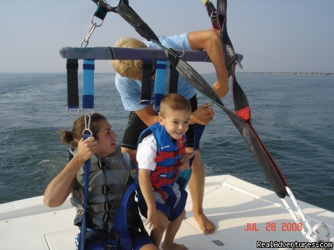 Getting hooked up to the chute!! | Parasailing In Historic Cape May, N.J. with E.C.P | Image #9/14 | 