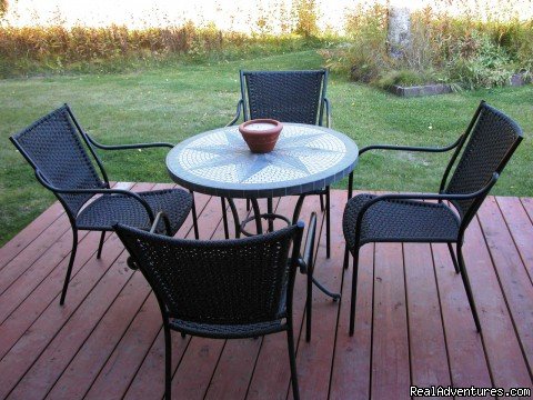 Enjoy your morning coffee out on the Patio | Alaska's Skyline Accommodations in Soldotna | Image #3/3 | 