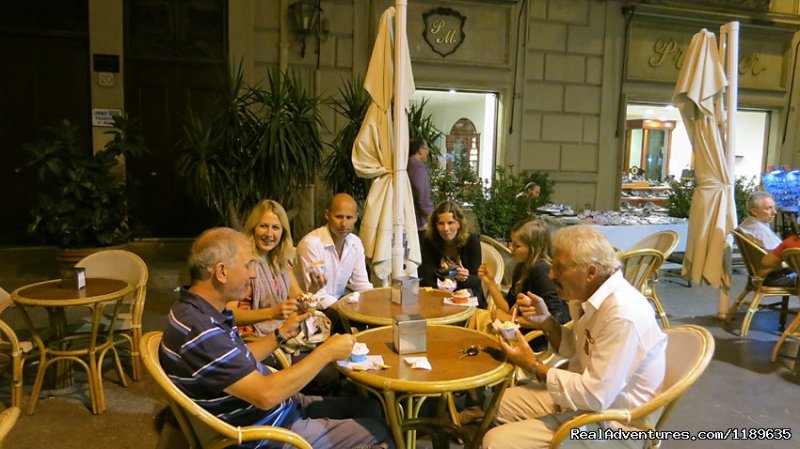 Enjoying an ice-crean this October evening | Sicily - Horse Riding and Activity Holidays | Image #7/18 | 