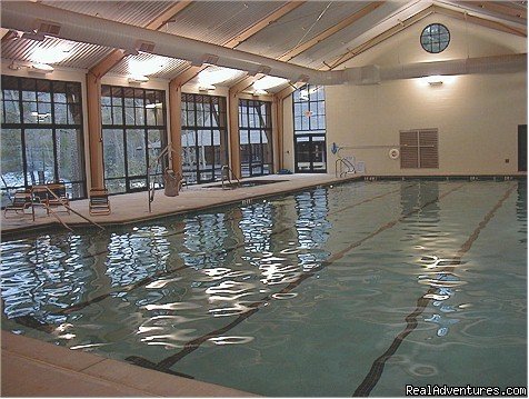 Indoor Pool, Sauna, and Jacuzzi inside Fitness Center | Bear's Den Luxury Home Rental in Big Canoe | Image #12/13 | 