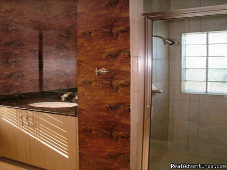 Cabana Bathroom | Luxury Sorrento Beach Villa! Spa & Pool! 50'' TV! | Image #9/17 | 