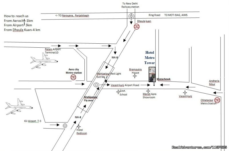MAP OF hotel metro tower | Hotel Near New Delhi Airport | New Delhi, India | Bed & Breakfasts | Image #1/5 | 