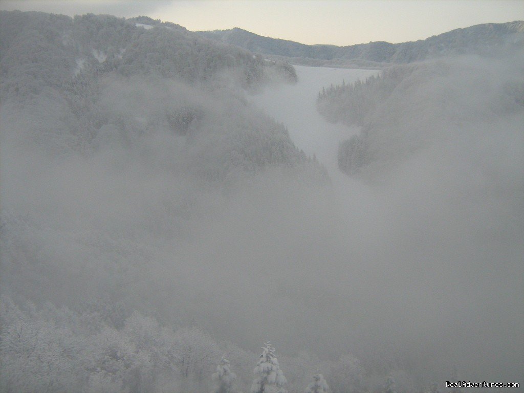 Nozawa ski run into the clouds | Hakuba Powder Tours - Japanese Skiing at its Best | Image #19/23 | 