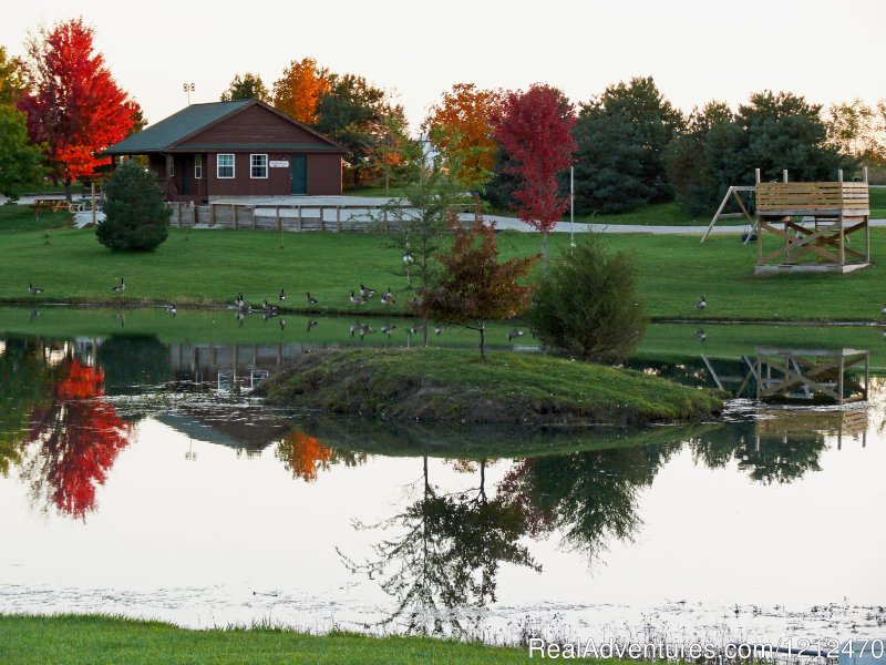 Bunkhouse and pond | Relax at Pine Ridge Retreat & Lodging | Image #4/17 | 