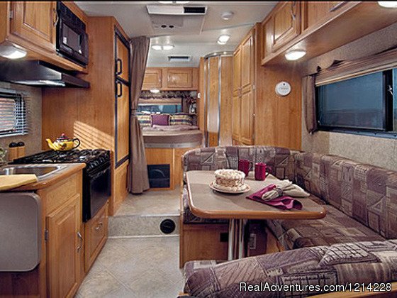 Anchorage RV Rental Interior: Dining, Cooking, and Bedroom | Alaska RV Rentals | Anchorage Motorhome Rentals | Image #15/25 | 