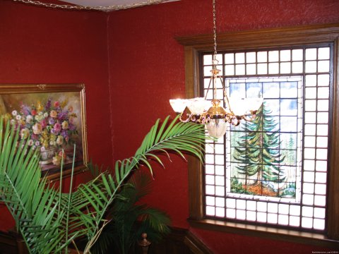 Original hand-painted leaded glass window | Image #18/23 | Greenville Inn at Moosehead Lake