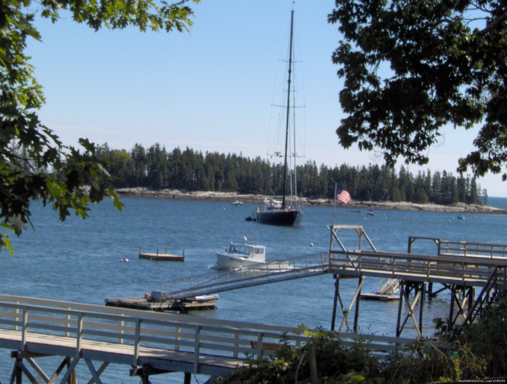 Cottage Harbor view from deck | Quiet Maine Waterfront Cottage | Image #6/15 | 