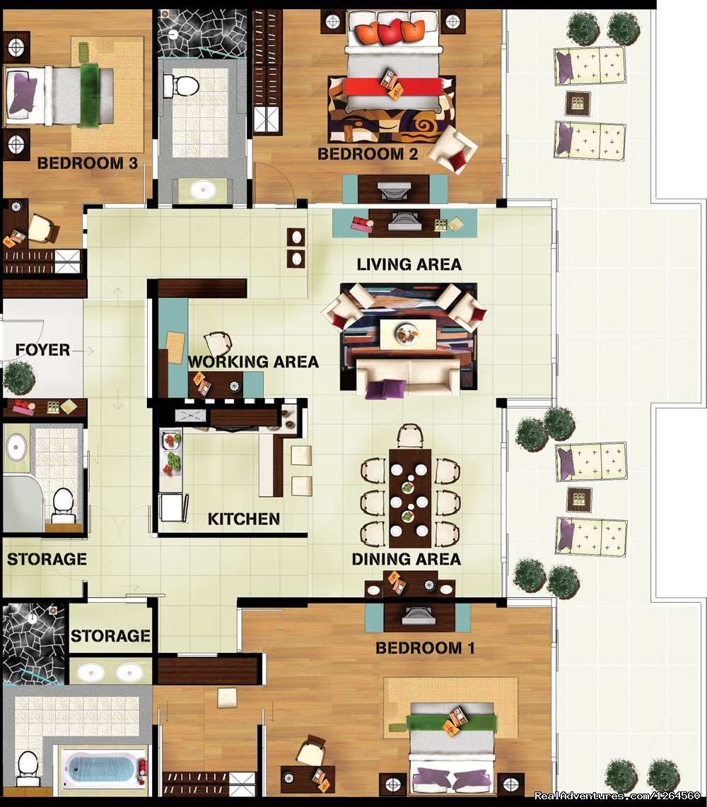 Suite Accommodation - 3 Bedroom Floor Plan | R3TREAT - Regenerate, Rejuvenate, Restore | Image #21/22 | 