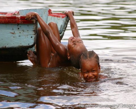 The Maroon Culture In Suriname, Happy Children Swimming