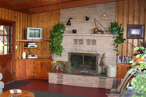 Homestead House Living Room cozy fireplace