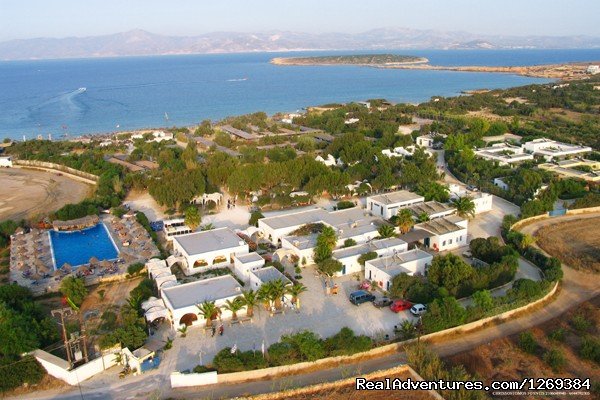 Panoramic view of Surfing Beach Campsite | Water sports and fun at beach campsite in Paros | Paros, Greece | Campgrounds & RV Parks | Image #1/10 | 