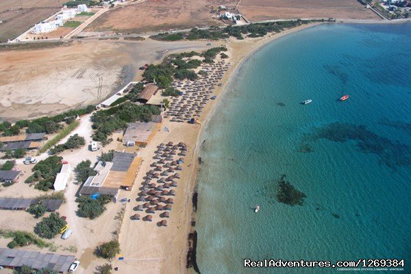 Panoramic View of Santa Maria Beach | Water sports and fun at beach campsite in Paros | Image #4/10 | 