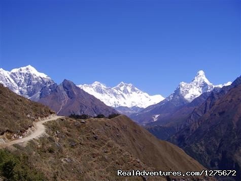 View of Mt. Lhotse, Nputse, Amadablam from Namche