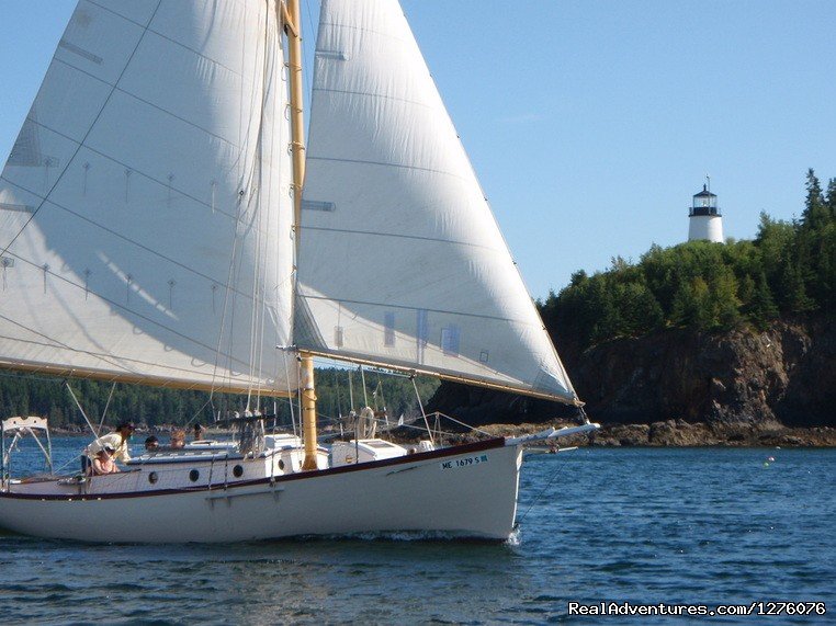 Sailing by Owl's Head light | Custom Sailing Charters from Rockland, Maine | Image #2/3 | 