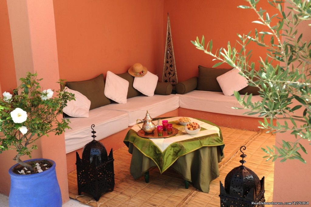 Covered terrace seating area | Traditional riad in medina of Marrakech | Image #7/26 | 