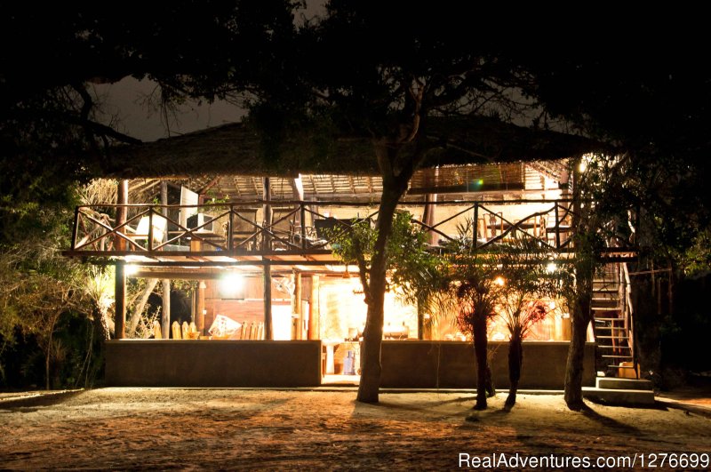 Lagoon front restaurant at night | Hotel and Eco Resort with Beach chalets | Image #23/26 | 