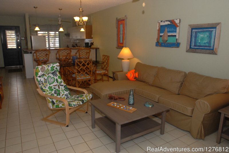 Living and Dining Rooms | 30% off thru Dec. 31, Spectacular Oceanfront Condo | Kralendyjk, Bonaire | Vacation Rentals | Image #1/24 | 