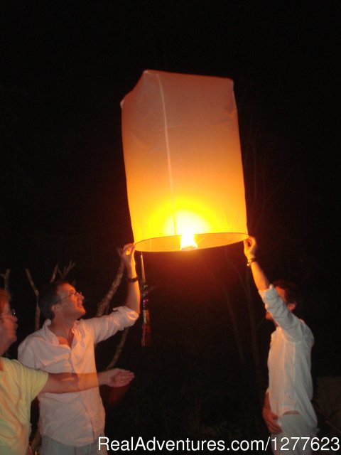 Launching fire balloons for good luck