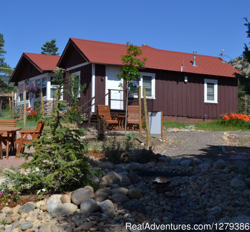 Exterior of Chickadee Cottage with Diamond Cottage in back | River Rock Cottages | Estes Park, Colorado  | Vacation Rentals | Image #1/12 | 