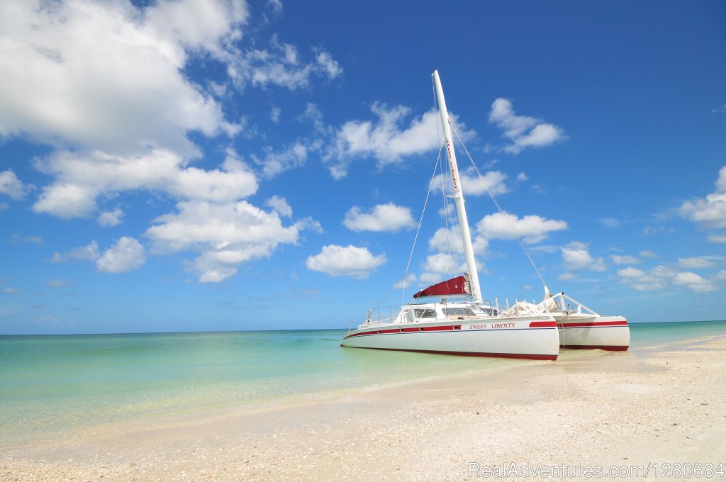 Sweet Liberty beached at Keewaydin Island | Sweet Liberty Catamaran Sailing & Boat Tours | Naples, Florida  | Cruises | Image #1/1 | 