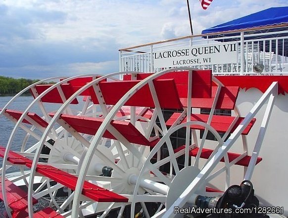 The Paddle Wheel that powers and steers the boat. | La Crosse Queen Cruises | La Crosse, Wisconsin  | Cruises | Image #1/4 | 