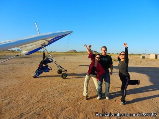 Excitement after a fun flight | Tandem Hang Gliding Flights Sonora Wings Arizona | Image #2/5 | 