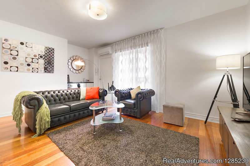 Living area with aircon, double glazing | Brunswick Parkville 2 bedroom near trams & shops | Brunswick, Australia | Vacation Rentals | Image #1/7 | 