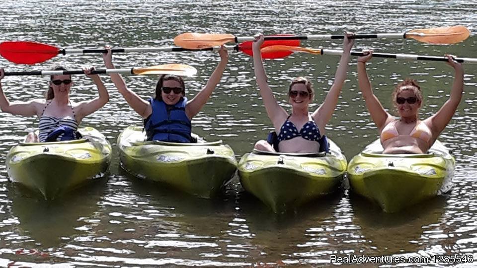 Getting their 'Pause' wet Mutt E. Waters Style Ahrooo | Mutt E. Waters River Rentals LLC. Camping / Kayaks | Burkesville, Kentucky  | Kayaking & Canoeing | Image #1/2 | 