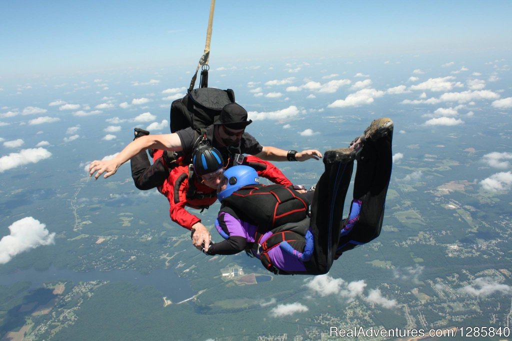 A kiss in FreeFall | Tandem Skydiving at Virginia Skydiving Center | Petersburg, Virginia  | Skydiving | Image #1/4 | 