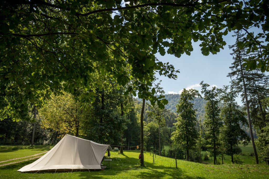 Meadow With Tent Pitches And Mountain View | Forest Camping Mozirje | Image #3/29 | 
